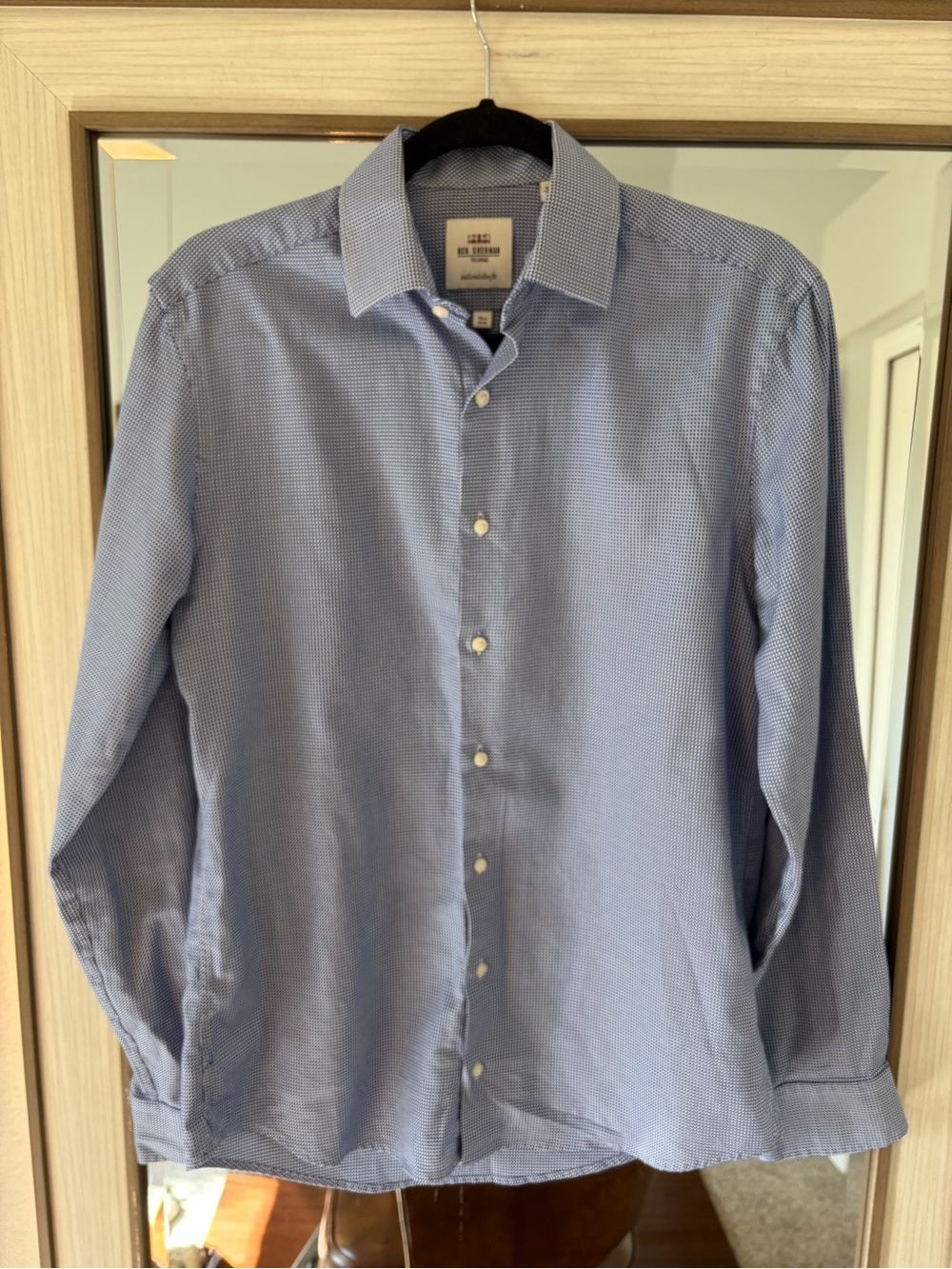 Ben ShermanShirt Mens 15.5-34-35 Slim Fit Blue Performance Button Down Stretch